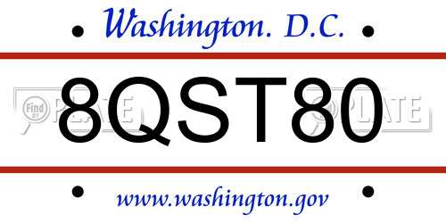 8QST80 District Of Columbia License Plate
