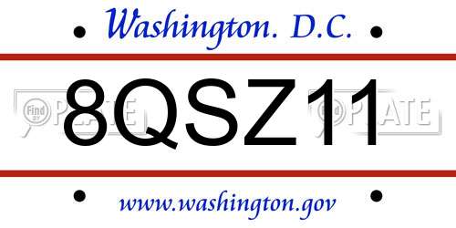 8QSZ11 District Of Columbia License Plate