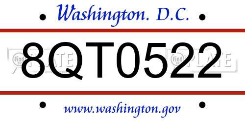 8QT0522 District Of Columbia License Plate