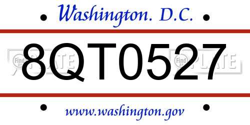 8QT0527 District Of Columbia License Plate