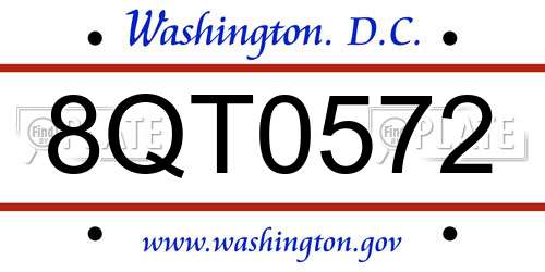 8QT0572 District Of Columbia License Plate