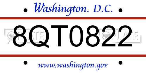 8QT0822 District Of Columbia License Plate