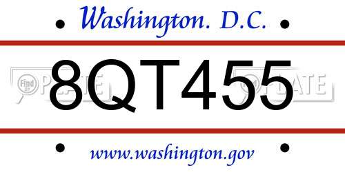 8QT455 District Of Columbia License Plate