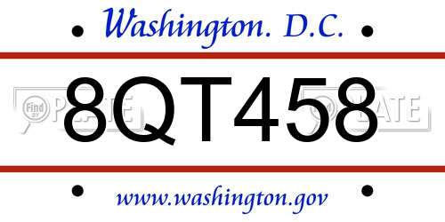 8QT458 District Of Columbia License Plate