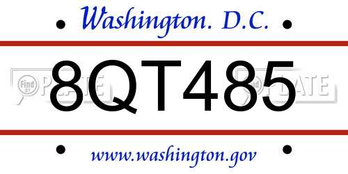 8QT485 District Of Columbia License Plate