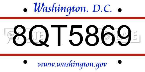 8QT5869 District Of Columbia License Plate