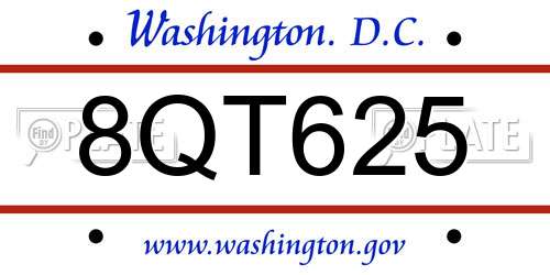 8QT625 District Of Columbia License Plate