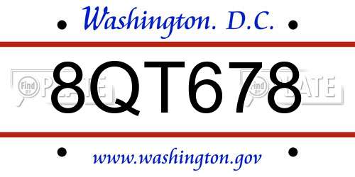 8QT678 District Of Columbia License Plate