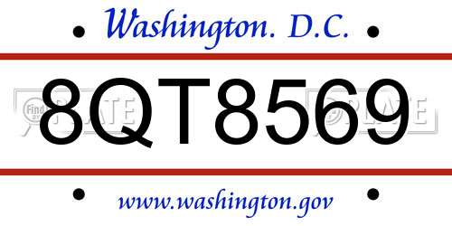8QT8569 District Of Columbia License Plate