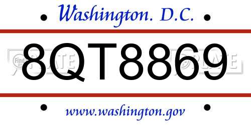 8QT8869 District Of Columbia License Plate