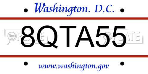 8QTA55 District Of Columbia License Plate