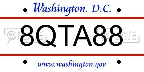 8QTA88 District Of Columbia License Plate