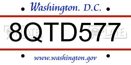8QTD577 District Of Columbia License Plate