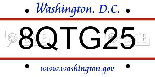 8QTG25 District Of Columbia License Plate