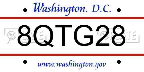 8QTG28 District Of Columbia License Plate