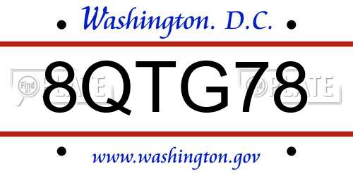 8QTG78 District Of Columbia License Plate