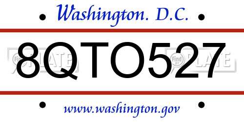 8QTO527 District Of Columbia License Plate