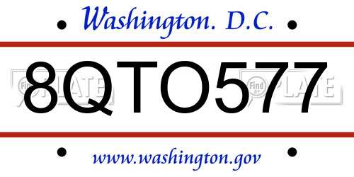 8QTO577 District Of Columbia License Plate