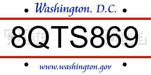 8QTS869 District Of Columbia License Plate
