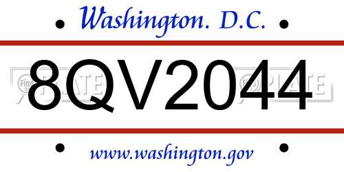 8QV2044 District Of Columbia License Plate