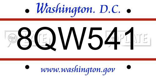 8QW541 District Of Columbia License Plate