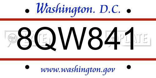 8QW841 District Of Columbia License Plate