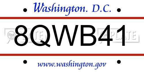 8QWB41 District Of Columbia License Plate