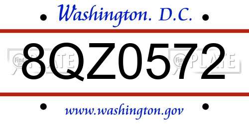 8QZ0572 District Of Columbia License Plate