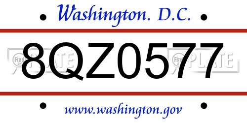 8QZ0577 District Of Columbia License Plate