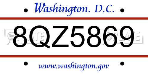8QZ5869 District Of Columbia License Plate