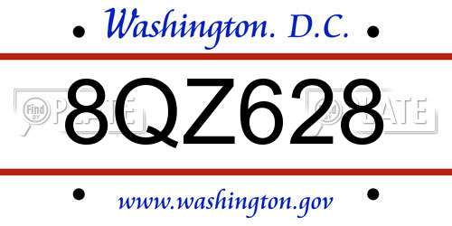 8QZ628 District Of Columbia License Plate
