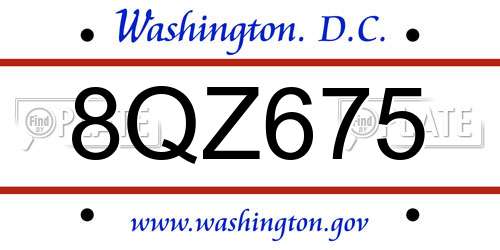 8QZ675 District Of Columbia License Plate