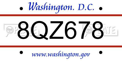8QZ678 District Of Columbia License Plate