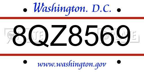 8QZ8569 District Of Columbia License Plate