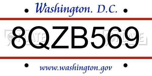 8QZB569 District Of Columbia License Plate