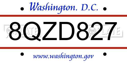 8QZD827 District Of Columbia License Plate