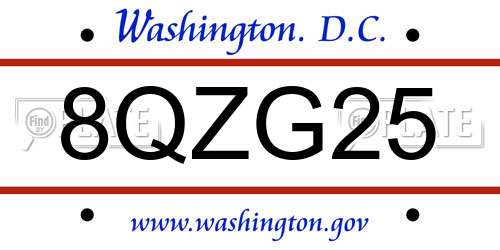 8QZG25 District Of Columbia License Plate