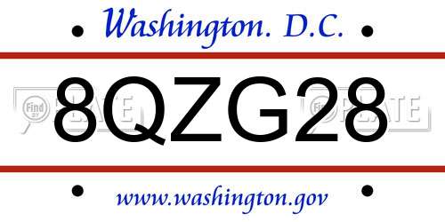 8QZG28 District Of Columbia License Plate