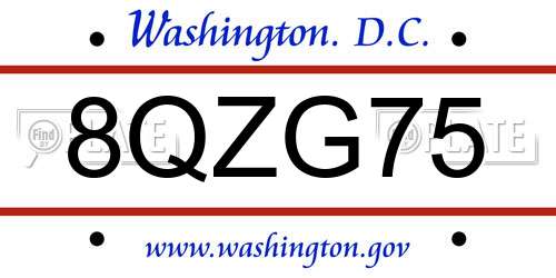 8QZG75 District Of Columbia License Plate