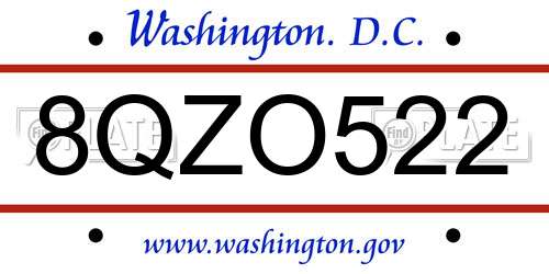 8QZO522 District Of Columbia License Plate
