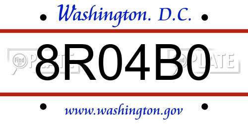 8R04B0 District Of Columbia License Plate