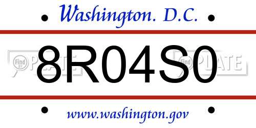 8R04S0 District Of Columbia License Plate