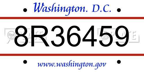 8R36459 District Of Columbia License Plate