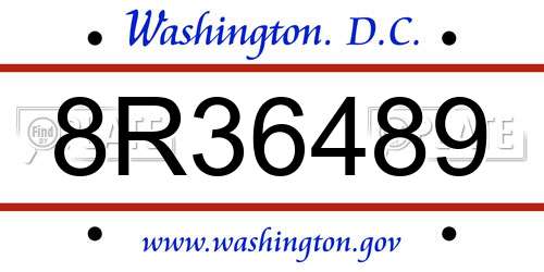 8R36489 District Of Columbia License Plate