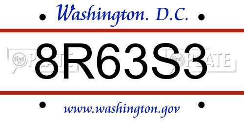 8R63S3 District Of Columbia License Plate