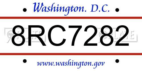 8RC7282 District Of Columbia License Plate