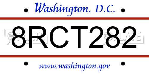 8RCT282 District Of Columbia License Plate