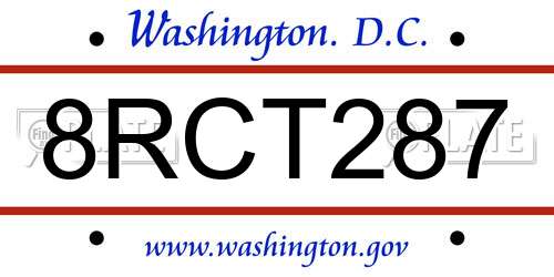8RCT287 District Of Columbia License Plate