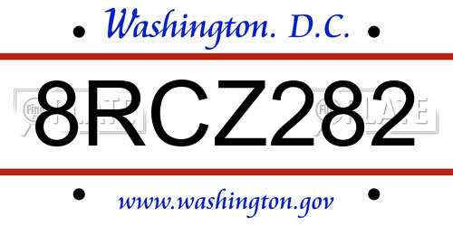 8RCZ282 District Of Columbia License Plate