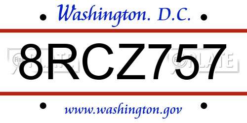 8RCZ757 District Of Columbia License Plate